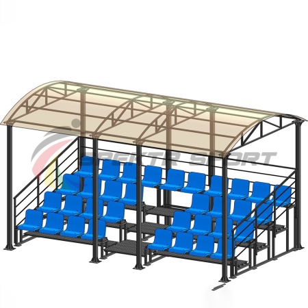 Купить Трибуна для зрителей 4 ряда на 34 места с навесом и перилами в Тотьме 